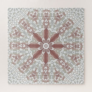Puzzle élégant en dentelle blanche florale