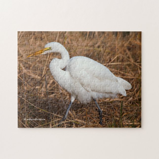 Puzzle Elegant Great Egret in the Reeds (Horizontal)