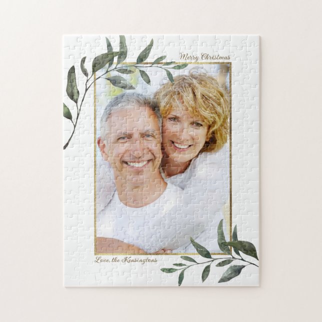 Puzzle Élégant Moderne de verdure Photo de Noël (Vertical)