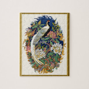 Puzzle Elégant Peacock Parmi Les Fleurs