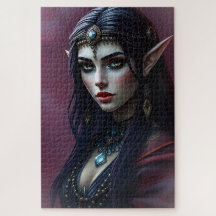 Elégant Portrait d'elfe foncé - Art d'Imaginaire m