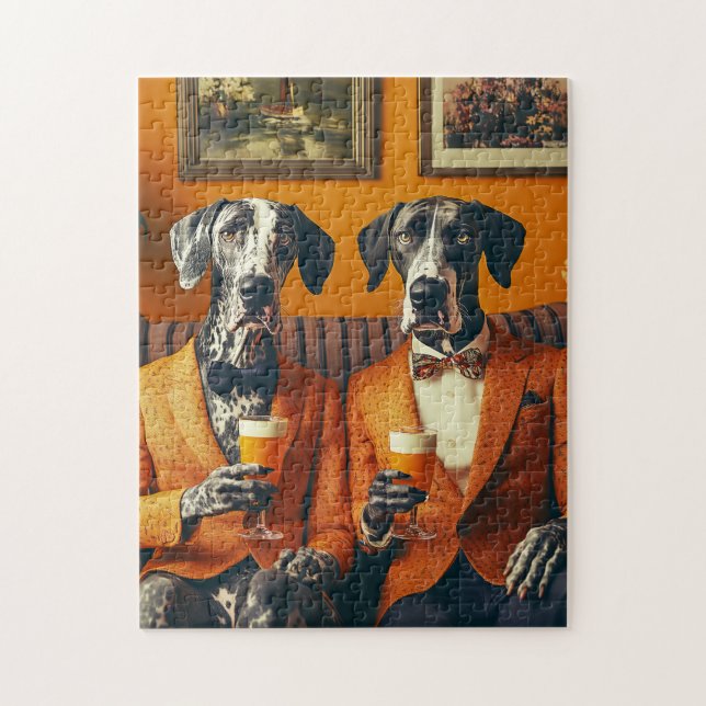 Puzzle Elégant Super Chiens Danois Costumes Orange (Vertical)