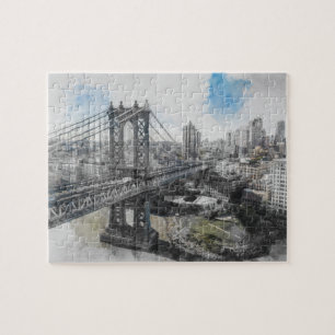 Puzzle Elégante aquarelle Brooklyn Bridge NYC