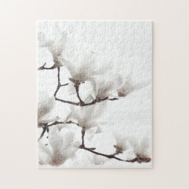 Puzzle Elégante aquarelle florale noire et blanche (Vertical)