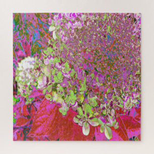Puzzle Élégante Chartreuse Vert, Rose et Bleu Hydrangée
