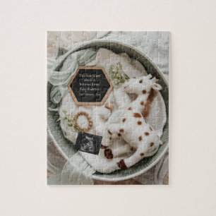 Puzzle Elégante faire-part de grossesse de girafe blanche