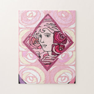 Puzzle Élégante femme Rose Art Nouveau