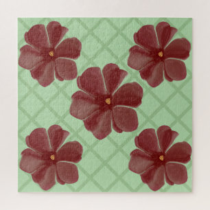 Puzzle Élégante patte de dentelle florale et verte sauge 