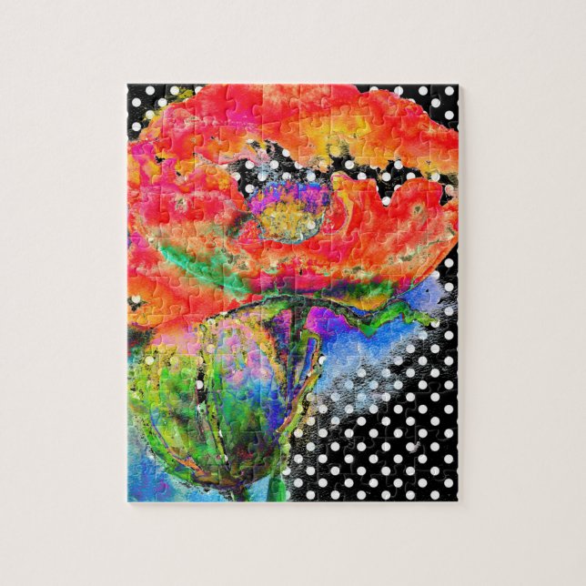 Puzzle Elégante peinture abstraite à l'aquarelle rouge (Vertical)