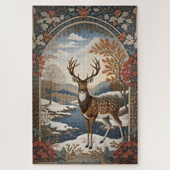 Puzzle Élégante scène hivernale de cerfs (Vertical)