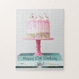 Puzzle Élégantes Filles Cerises Roses Saupoudrer Gâteau d