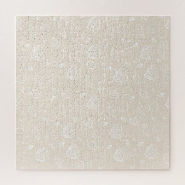 Puzzle Elégants coquillages blancs Motif beige (Vertical)