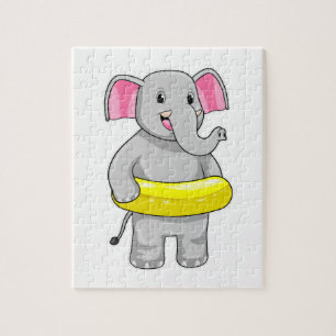Puzzle Eléphant à nager avec Lifebuoy