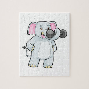 Puzzle Elephant à Strenght entraînement avec Dumbbell