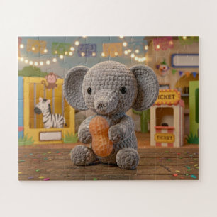 Puzzle Éléphant au crochet mignon et fantaisiste au zoo
