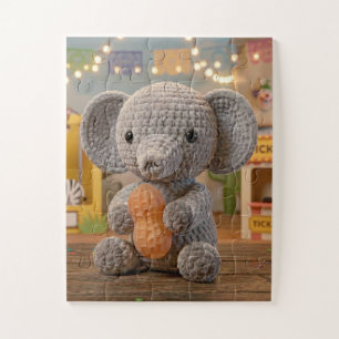 Puzzle Éléphant au crochet mignon et fantaisiste au zoo
