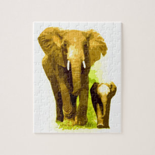 Puzzle Elephant & bébé - Animaux Art