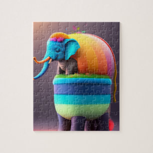 Puzzle Eléphant coloré drôle