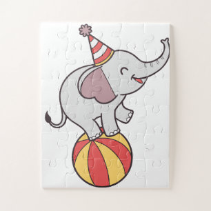 Puzzle Eléphant de cirque mignon sur la balle - Anniversa