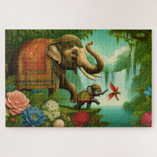 Puzzle Éléphant & Éléphanteau Géants de la Jungle Art Ani