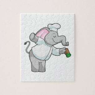 Puzzle Elephant en chef avec shaker de sel
