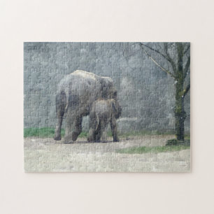 Puzzle Éléphant et bébé de l'amour de mère