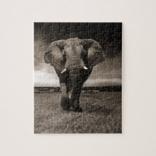 Puzzle Eléphant noir et blanc