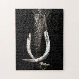 Puzzle Éléphant noir et blanc en voie de disparition