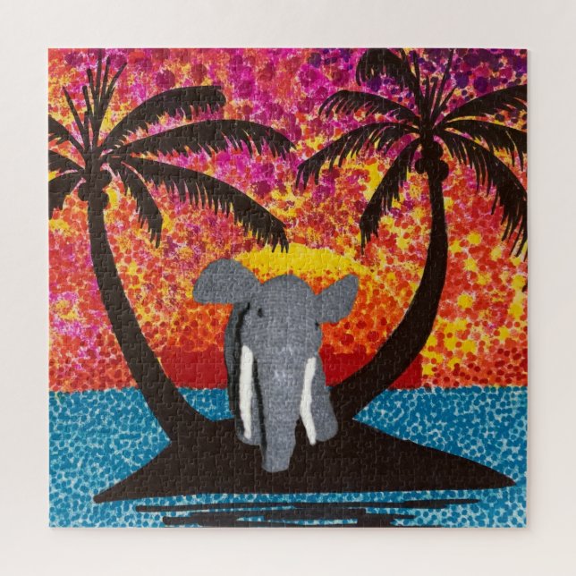 Puzzle - Elephant sur l'île tropicale (Vertical)