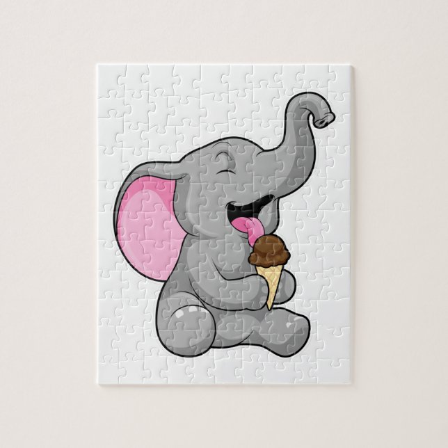 Puzzle Elephant with chocolate gaufre ice cream (Vertical)