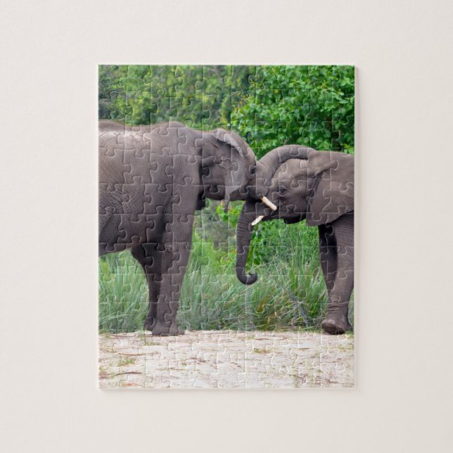 Puzzle Éléphants africains agissant l'un sur l'autre (Vertical)
