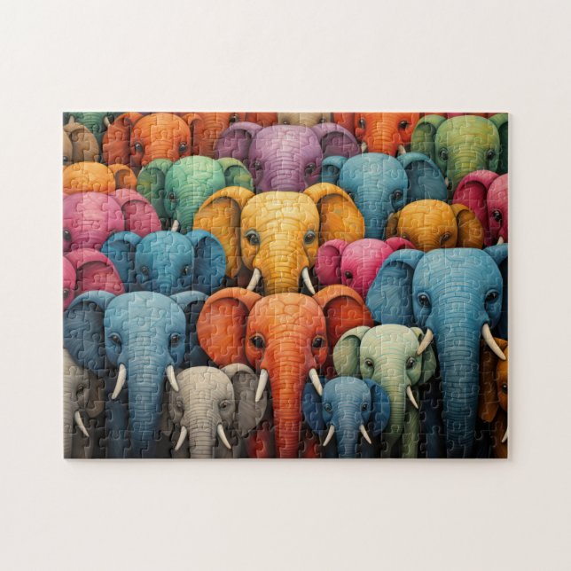 Puzzle Eléphants colorés (Horizontal)