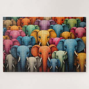 Puzzle Eléphants colorés