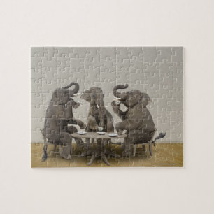Puzzle Elephants having tea party