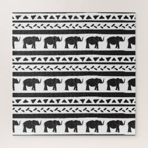 Puzzle Eléphants, lignes, triangles, sans couture décorat