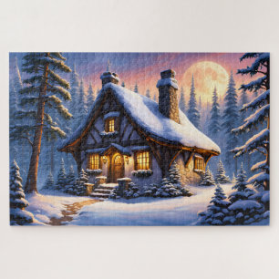 Puzzle Elfin Cottage sous une Pleine lune