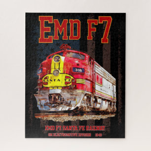 Puzzle EMD F7 Santa Fe Warbonnet avec drapeau américain.