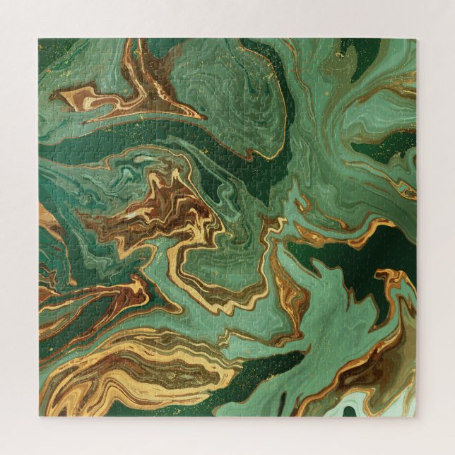 Puzzle Emerald Elegance : Gold Marble Luxe (Vertical)