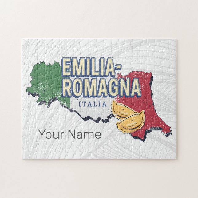 Puzzle Émilie Romagne Drapeau Italie Retro Carte Région V (Horizontal)