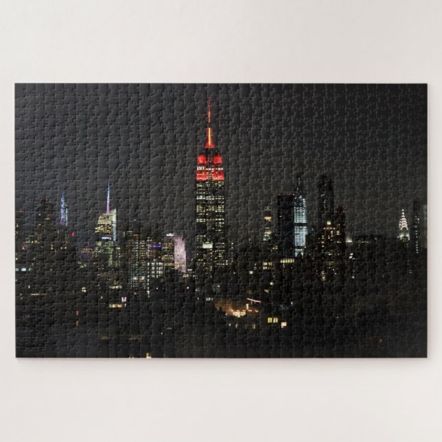Puzzle Empire State Building à Red Night Skyline (Horizontal)
