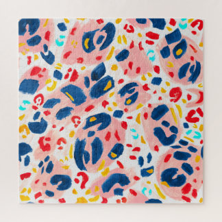 Puzzle Empreinte de léopard : aquarelle peinte à la main.