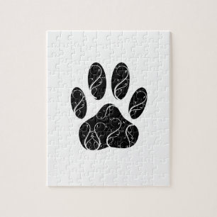Puzzle Empreinte de patte Chien Noir Avec Flouris Blanc