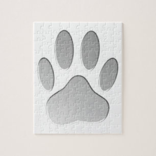 Puzzle Empreinte de patte de chien à l'air métallique