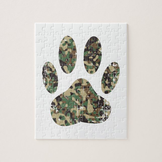 Puzzle Empreinte de patte de chien Camo en détresse (Vertical)
