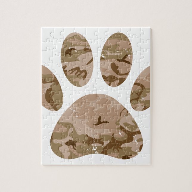 Puzzle Empreinte de patte en détresse de Camo Dog du dése (Vertical)