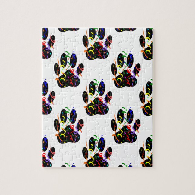 Puzzle Empreintes de pattes Confetti Et Motif Party Strea (Vertical)