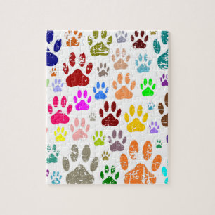 Puzzle Empreintes de pattes de chiens colorés en détresse