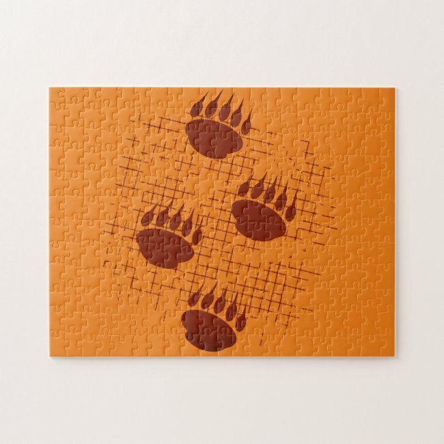 Puzzle Empreintes de pattes De Cub Ours Sur Arrière - pla (Horizontal)