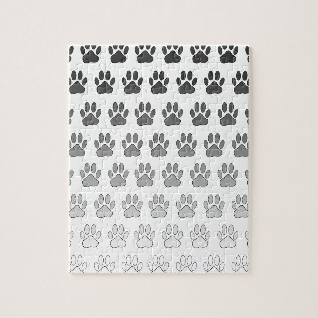 Puzzle Empreintes de pattes dégradés en noir et blanc et  (Vertical)