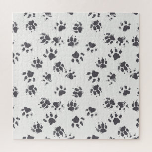 Puzzle Empreintes Paw : Chien Monochrome Sans Seamless.